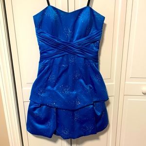 Royal blue strapless semi dress. Sparkles and very flattering.